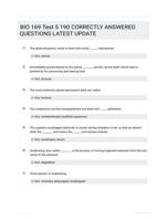 BIO 169 Test 5 190 CORRECTLY ANSWERED QUESTIONS LATEST UPDATE