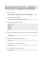 Microbiology 2215 CSCC Exam 1 questions & answers 2024 ( A+ GRADED 100% VERIFIED)