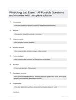 Physiology Lab Exam 1 All Possible Questions and Answers with complete solution