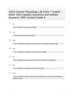 CSCC Human Physiology Lab Exam 1 (Latest 2024/ 2024 Update) Questions and Verified Answers| 100% Correct| Grade A