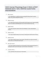 CSCC Human Physiology Exam 2 2024 LATEST VERSION WITH 100% VERIFIED QUESTIONS ANDANSWERS