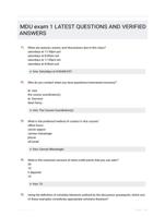MDU exam 1 LATEST  QUESTIONS AND VERIFIED ANSWERS