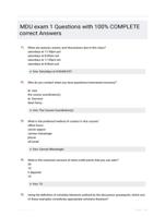 MDU exam 1 Questions with 100% COMPLETE correct Answers