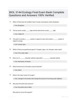BIOL 3144 Ecology Final Exam Bank Complete Questions and Answers 100% Verified