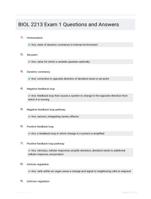 BIOL 2213 Exam 1 Questions and Answers