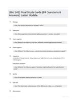 (Bio 242) Final Study Guide (69 Questions & Answers) Latest Update.
