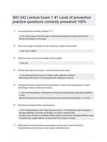 BIO 242 Lecture Exam 1 #1 Level of prevention practice questions correctly answered 100%