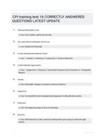 CPI training test 16 CORRECTLY ANSWERED QUESTIONS LATEST UPDATE