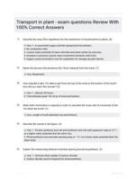 Transport in plant - exam questions Review With 100% Correct Answers