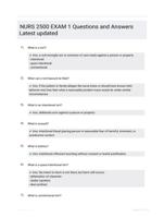 NURS 2500 EXAM 1 Questions and Answers Latest updated