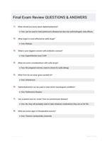 Final Exam Review  QUESTIONS & ANSWERS