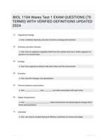 BIOL 1104 Wares Test 1 EXAM QUESTIONS (70 TERMS) WITH VERIFIED DEFINITIONS UPDATED 2024