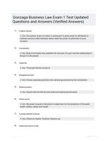 Gonzaga Business Law Exam 1 Test Updated Questions and Answers (Verified Answers)