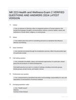 NR 222-Health and Wellness-Exam 2 VERIFIED QUESTIONS AND  ANSWERS 2024 LATEST  VERSION