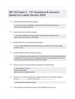 NR 222 Exam 2  - 151 Questions & Answers (Rated A+) Latest Version 2024