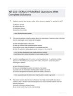 NR 222- EXAM 2 PRACTICE Questions With Complete Solutions