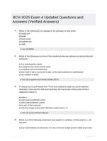 BCH 3025 Exam 4 Updated Questions and Answers (Verified Answers)