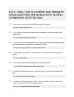 ACLS: FINAL TEST QUESTIONS AND ANSWERS EXAM QUESTIONS (50 TERMS) WITH VERIFIED DEFINITIONS UPDATED 2024