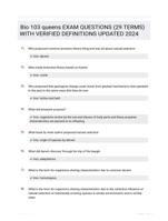 Bio 103 queens  EXAM QUESTIONS (29 TERMS) WITH VERIFIED DEFINITIONS UPDATED 2024
