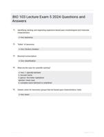 BIO 103 Lecture Exam 5 2024 Questions and Answers