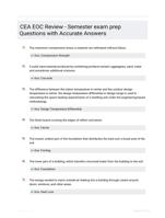 CEA EOC Review - Semester exam prep Questions  with Accurate Answers