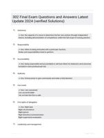 302 Final Exam Questions and Answers Latest Update 2024 (verified Solutions)
