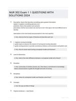 NUR 302 Exam 1 1 QUESTIONS WITH SOLUTIONS 2024
