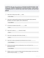 HCPCS Study Questions EXAM QUESTIONS (28 TERMS) WITH VERIFIED DEFINITIONS UPDATED 2024
