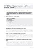 Bio100 Exam 1 Latest   Questions And Answers (Verified Answers)