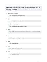 Arkansas Esthetics State Board Written Test #1 Already Passed