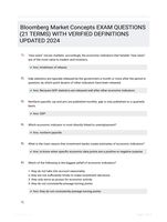 Bloomberg Market Concepts EXAM QUESTIONS (21 TERMS) WITH VERIFIED DEFINITIONS UPDATED 2024