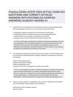 Practice EXAM LATEST 2024 ACTUAL EXAM 323 QUESTIONS AND CORRECT DETAILED ANSWERS WITH RATIONALES (VERIFIED ANSWERS) |ALREADY GRADED A+