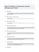 NUR 215 EXAM 4  1 Study Notes Juvenile Delinquency - Q&A