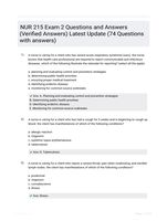 NUR 215 Exam 2 Questions and Answers (Verified Answers) Latest Update  (74 Questions with answers)