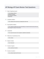 AP Biology AP Exam Review Test Questions
