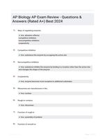 AP Biology AP Exam Review - Questions & Answers (Rated A+) Best 2024