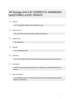 AP Biology Unit 5 81 CORRECTLY ANSWERED QUESTIONS LATEST UPDATE