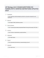AP Biology Unit 2 EXAM QUESTIONS (52 TERMS) WITH VERIFIED DEFINITIONS UPDATED 2024