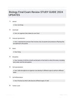 Biology Final Exam Review STUDY GUIDE 2024 UPDATES