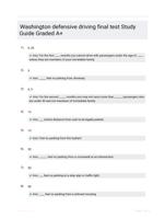 Washington defensive driving final test Study Guide Graded A+