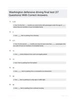 Washington defensive driving final test |37 Questions| With Correct Answers.