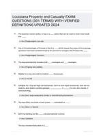 Louisiana Property and Casualty EXAM QUESTIONS (301 TERMS) WITH VERIFIED DEFINITIONS UPDATED 2024