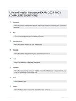 Life and Health Insurance EXAM 2024 100% COMPLETE  SOLUTIONS
