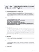 CANS EXAM 1 Questions with Verified Solutions (63 Questions) 2024 Update