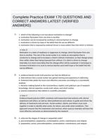 Complete Practice EXAM 170 QUESTIONS AND CORRECT ANSWERS LATEST (VERIFIED ANSWERS)