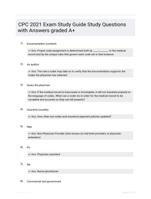 CPC 2021 Exam Study Guide Study Questions with Answers graded A+