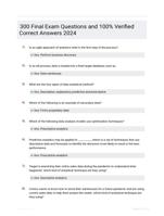 300 Final Exam Questions and 100% Verified Correct Answers 2024