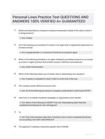 Personal Lines Practice Test QUESTIONS AND ANSWERS 100% VERIFIED A+ GUARANTEED