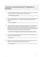 Insurance Licensing Exam - Questions & Solutions