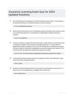 Insurance Licensing Exam Quiz for 2024 Updated Solutions.